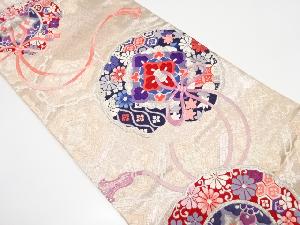 鏡裏に花蜀江模様織り出し　袋帯